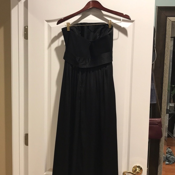 Long Strapless Bridesmaid Dress with Belt - Picture 4 of 7